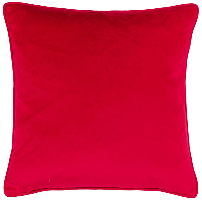 Multicoloured - Back - Furn Ditsy Festive Piped Velvet Reindeer Cushion Cover