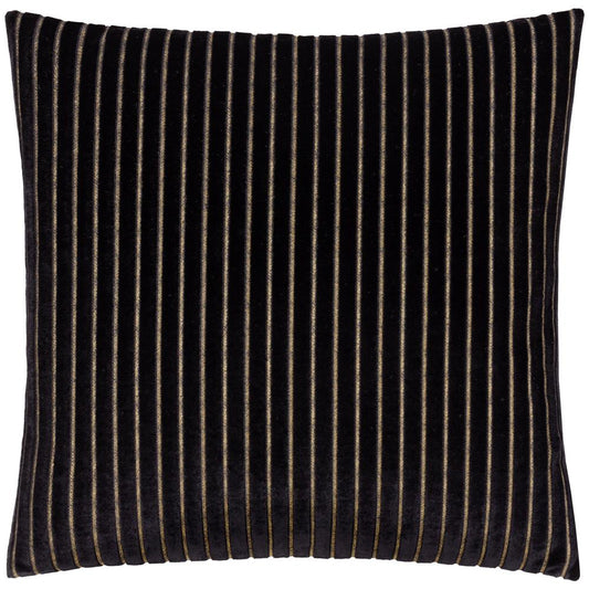 Black - Front - Paoletti Savoy Velvet Stripe Cushion Cover