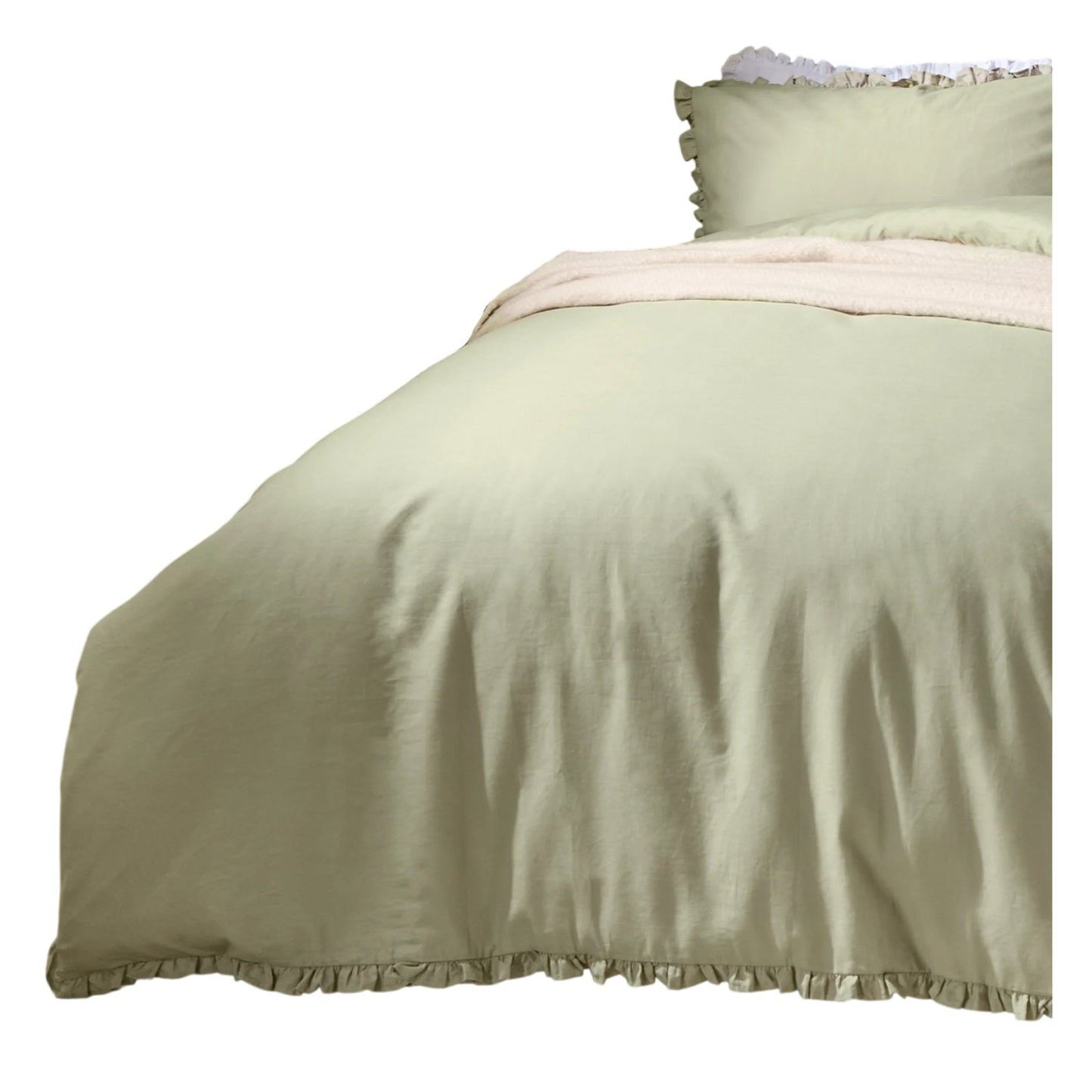 Sage - Side - Wylder Tilly Ruffles Cotton Duvet Cover Set