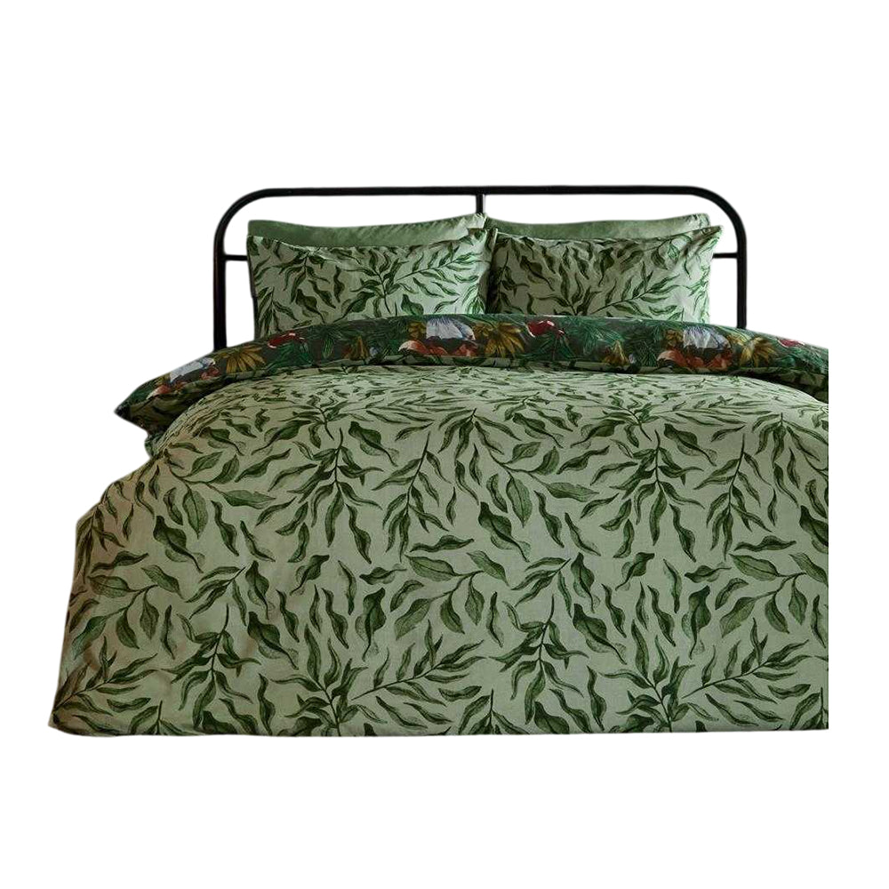 Forest Green - Back - Furn Into The Woods Reversible Printed Duvet Cover Set