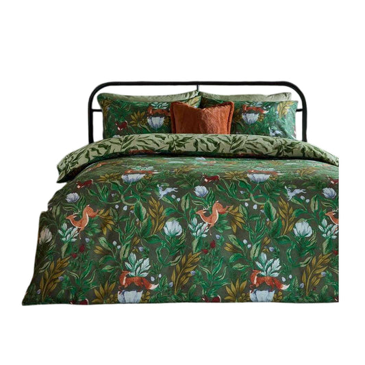 Forest Green - Front - Furn Into The Woods Reversible Printed Duvet Cover Set