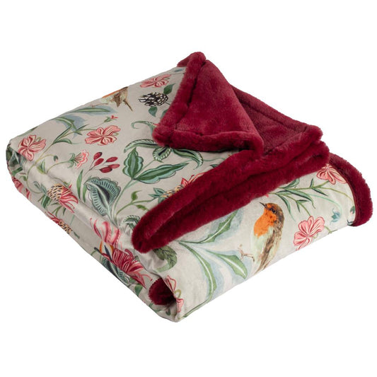 Multicoloured - Front - Wylder Beatrice Velvet Floral Throw