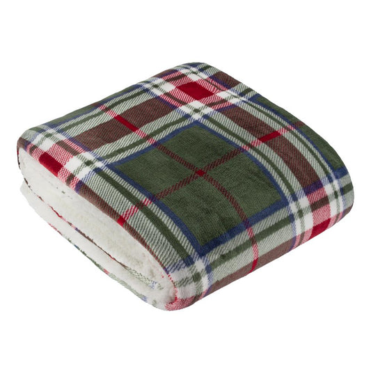 Berry-Pine - Front - Wylder Braemar Sherpa Fleece Tartan Throw
