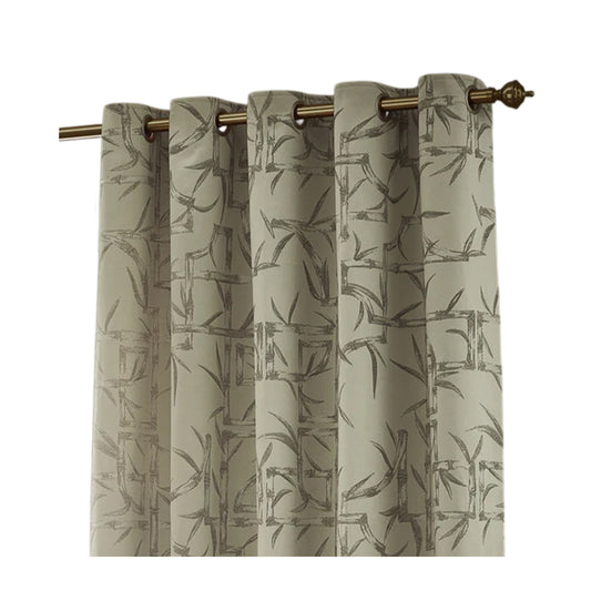 Champagne - Front - Paoletti Jacquard Bamboo Print Eyelet Curtains