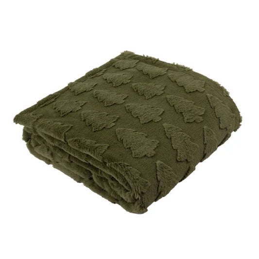 Forest Green - Front - Furn Faux Fur Pine Tree Throw