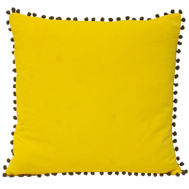 Yellow-Grey - Front - Riva Home Velvet Pompom Cushion Cover