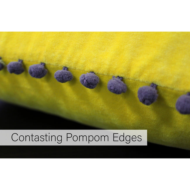 Yellow-Grey - Lifestyle - Riva Home Velvet Pompom Cushion Cover