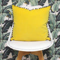 Yellow-Grey - Pack Shot - Riva Home Velvet Pompom Cushion Cover