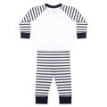 Navy-White - Back - Larkwood Childrens-Kids Striped Long Pyjama Set