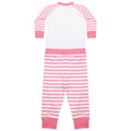 Pink-White - Back - Larkwood Childrens-Kids Striped Long Pyjama Set