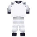 Navy-White - Front - Larkwood Childrens-Kids Striped Long Pyjama Set