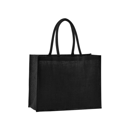 Black - Front - Westford Mill Classic Starched Jute Tote Bag