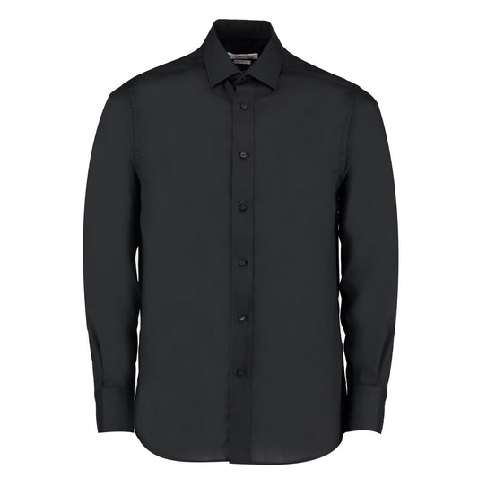 Black - Front - Kustom Kit Mens Business Tailored Long-Sleeved Shirt