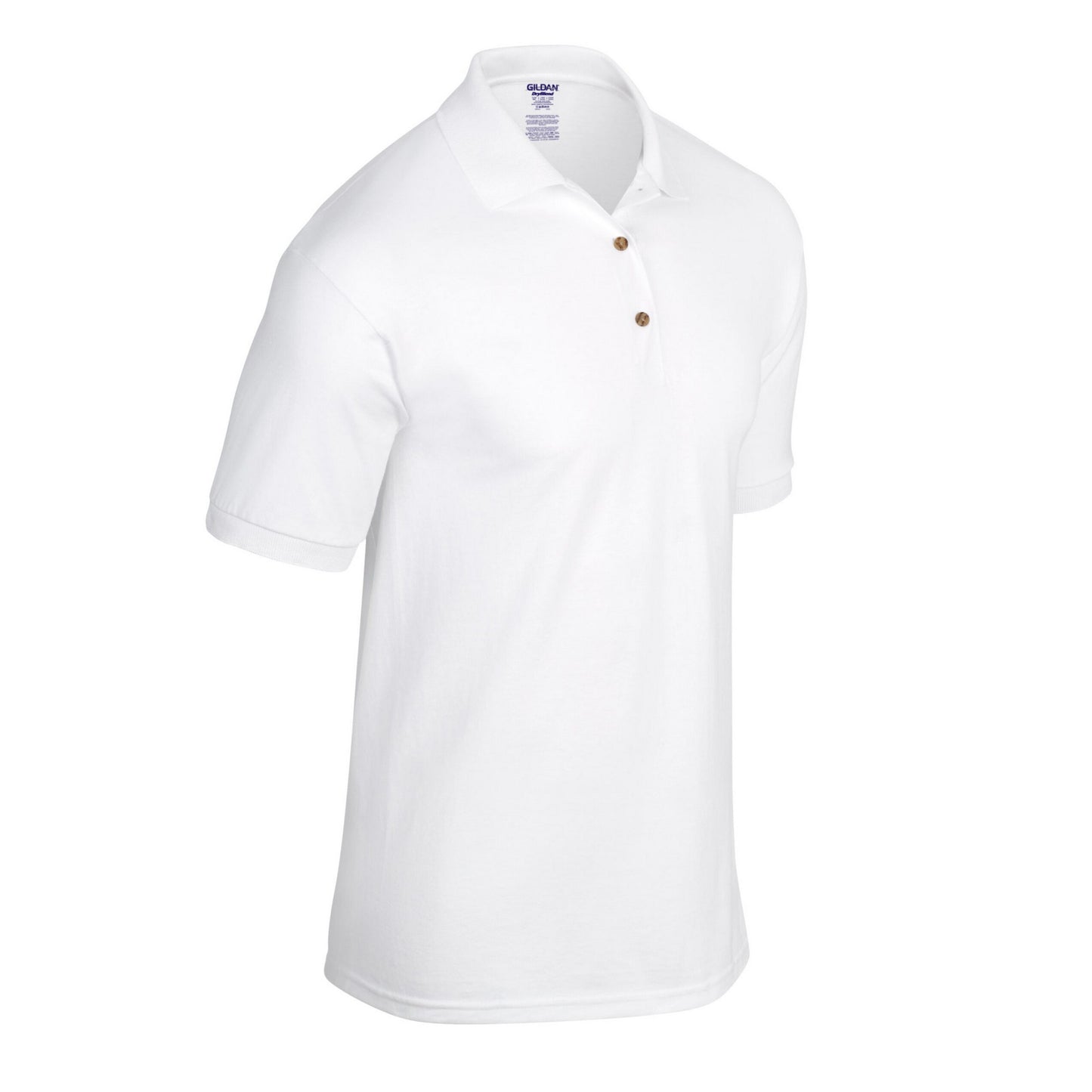 White - Side - Gildan Unisex Adult Knitted Dryblend Jersey Polo Shirt