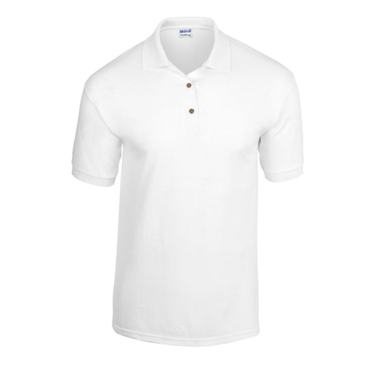 White - Front - Gildan Unisex Adult Knitted Dryblend Jersey Polo Shirt