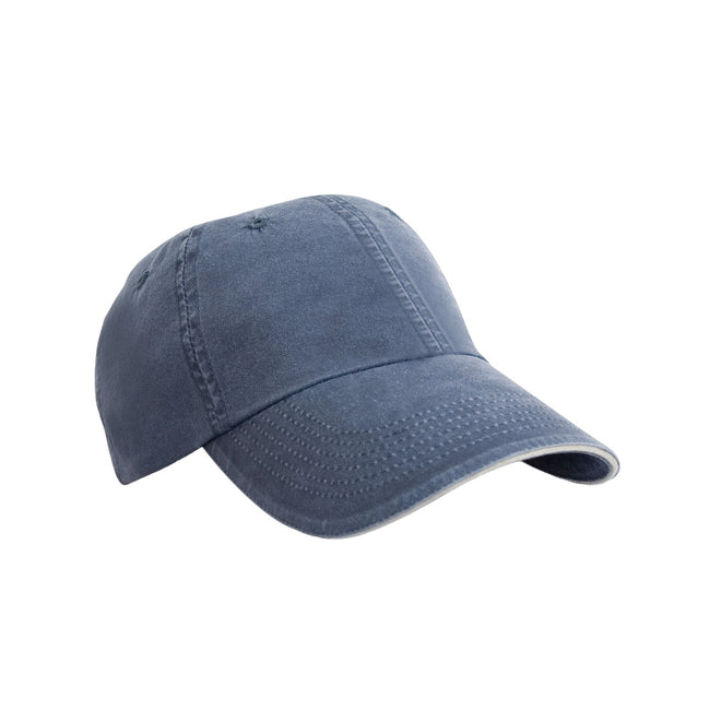 Navy-Putty - Front - Result Headwear Washed Cotton Sandwich Peak Baseball Cap