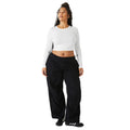 Solid White - Side - Bella + Canvas Womens-Ladies Plain Micro-Rib Long-Sleeved Crop Top