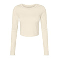 Solid Natural - Front - Bella + Canvas Womens-Ladies Plain Micro-Rib Long-Sleeved Crop Top