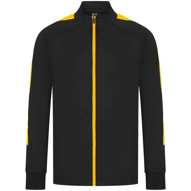 Black-Gold - Front - Finden & Hales Mens Contrast Panel Knitted Tracksuit Top