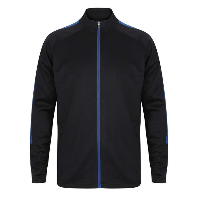 Navy-Royal Blue - Front - Finden & Hales Mens Contrast Panel Knitted Tracksuit Top