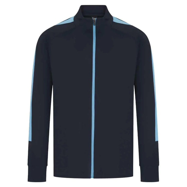Navy-Sky - Front - Finden & Hales Mens Contrast Panel Knitted Tracksuit Top