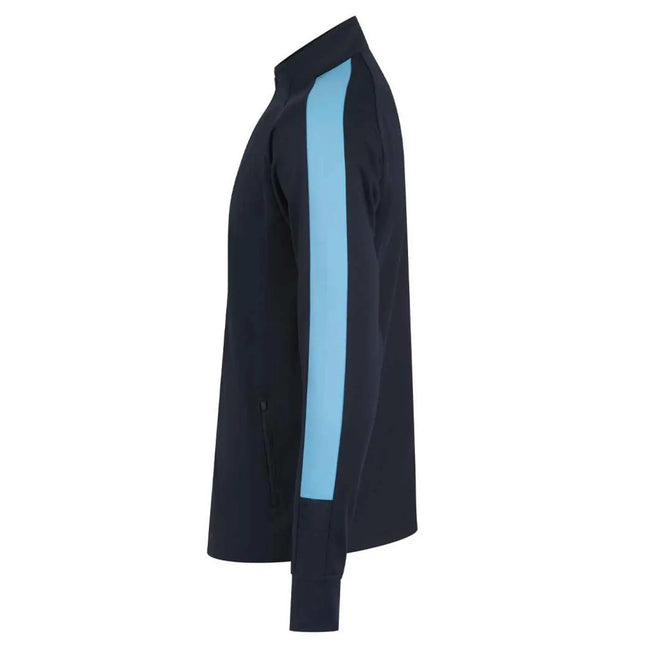 Navy-Sky - Side - Finden & Hales Mens Contrast Panel Knitted Tracksuit Top