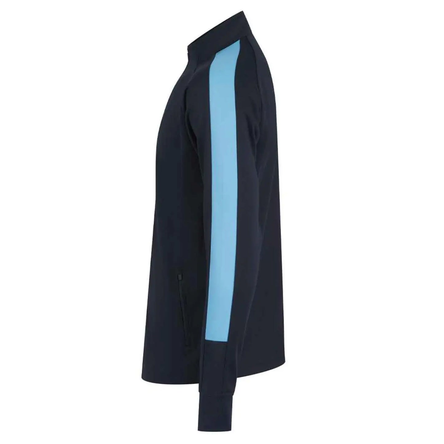 Navy-Sky - Side - Finden & Hales Mens Contrast Panel Knitted Tracksuit Top