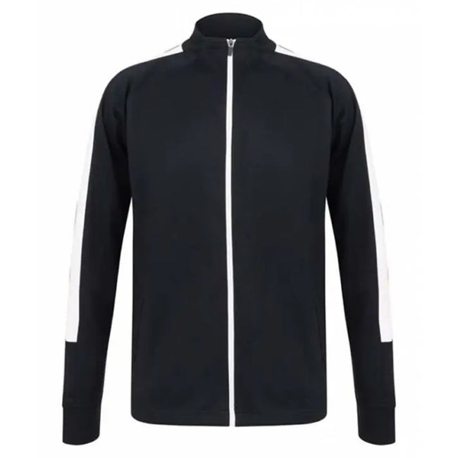 Navy-White - Front - Finden & Hales Mens Contrast Panel Knitted Tracksuit Top