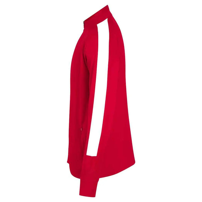 Red-White - Side - Finden & Hales Mens Contrast Panel Knitted Tracksuit Top