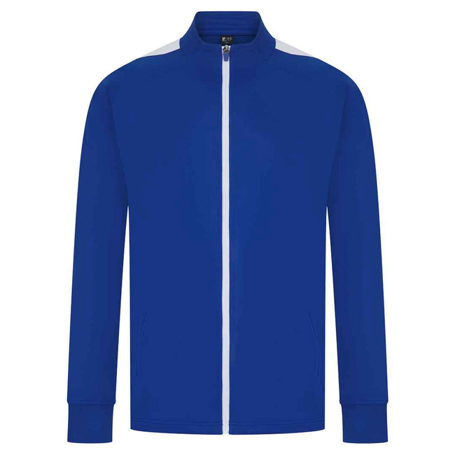 Royal Blue-White - Front - Finden & Hales Mens Contrast Panel Knitted Tracksuit Top