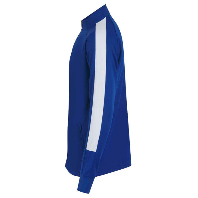 Royal Blue-White - Side - Finden & Hales Mens Contrast Panel Knitted Tracksuit Top