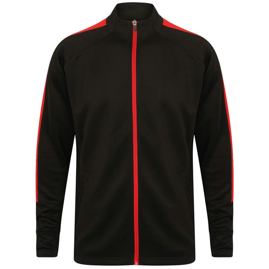 Black-Red - Front - Finden & Hales Mens Contrast Panel Knitted Tracksuit Top