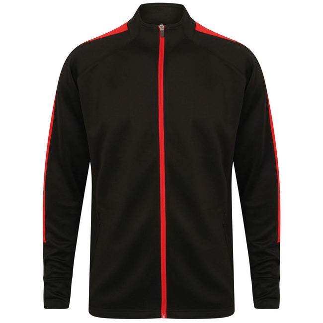 Black-Red - Front - Finden & Hales Mens Contrast Panel Knitted Tracksuit Top