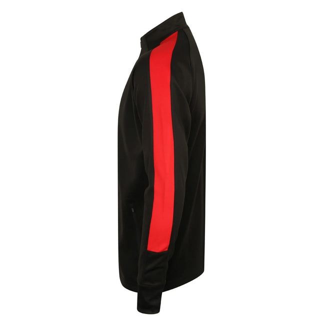Black-Red - Side - Finden & Hales Mens Contrast Panel Knitted Tracksuit Top