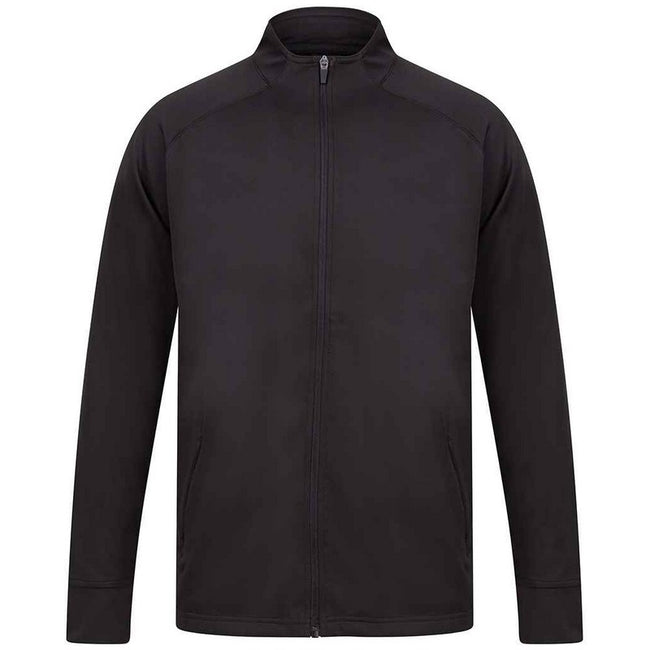 Black - Front - Finden & Hales Mens Contrast Panel Knitted Tracksuit Top