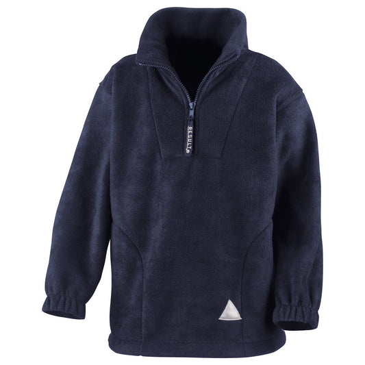 Navy - Front - Result Childrens-Kids Polartherm Zip Neck Fleece Top