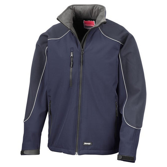 Navy - Front - WORK-GUARD by Result Unisex Adult Ice Fell Hooded Soft Shell Jacket