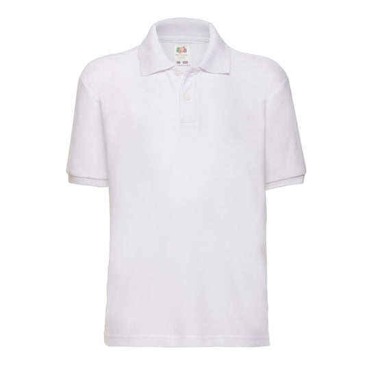 White - Front - Fruit of the Loom Childrens-Kids 65-35 Pique Polo Shirt