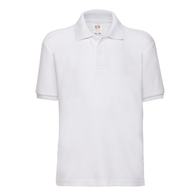 White - Front - Fruit of the Loom Childrens-Kids 65-35 Pique Polo Shirt