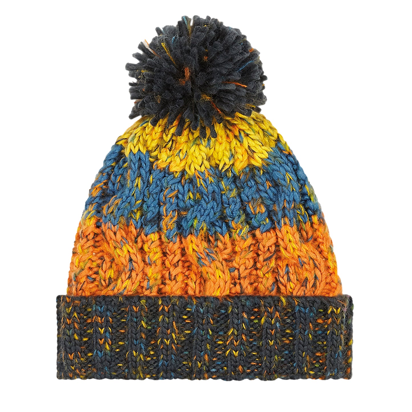 Retro Blue - Back - Beechfield Childrens-Kids Corkscrew Pom Pom Beanie