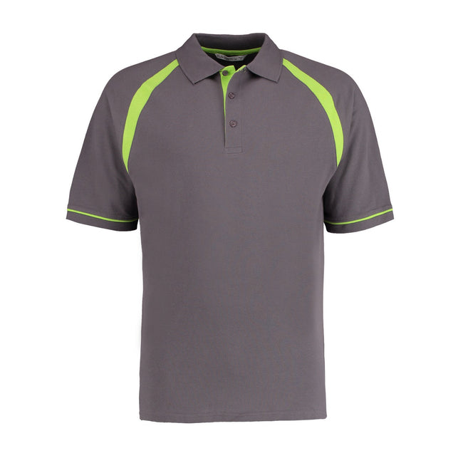 Charcoal-Lime - Front - Kustom Kit Mens Oak Hill Polo Shirt