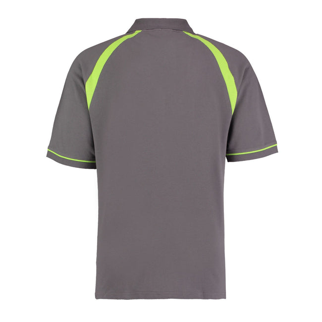 Charcoal-Lime - Back - Kustom Kit Mens Oak Hill Polo Shirt