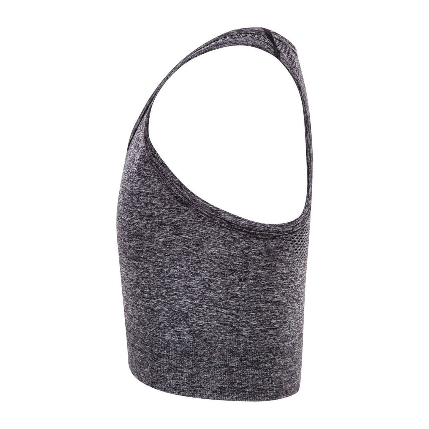 Grey Marl - Side - Tombo Girls Seamless Crop Top