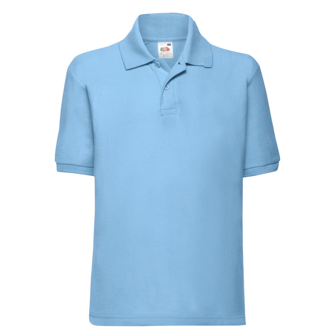 Sky Blue - Front - Fruit of the Loom Childrens-Kids 65-35 Plain Pique Polo Shirt
