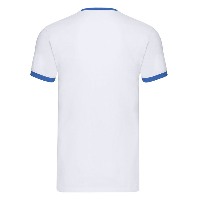 White-Royal Blue - Back - Fruit of the Loom Unisex Adult Ringer T-Shirt