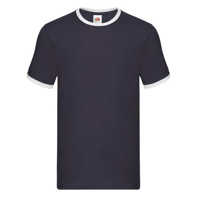 Navy-White - Front - Fruit of the Loom Unisex Adult Ringer T-Shirt