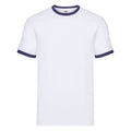 White-Navy - Front - Fruit of the Loom Unisex Adult Ringer T-Shirt