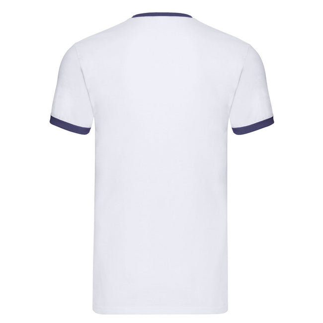 White-Navy - Back - Fruit of the Loom Unisex Adult Ringer T-Shirt