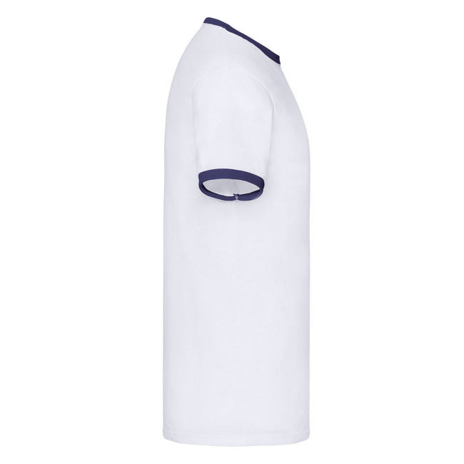 White-Navy - Side - Fruit of the Loom Unisex Adult Ringer T-Shirt