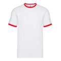 White-Red - Front - Fruit of the Loom Unisex Adult Ringer T-Shirt